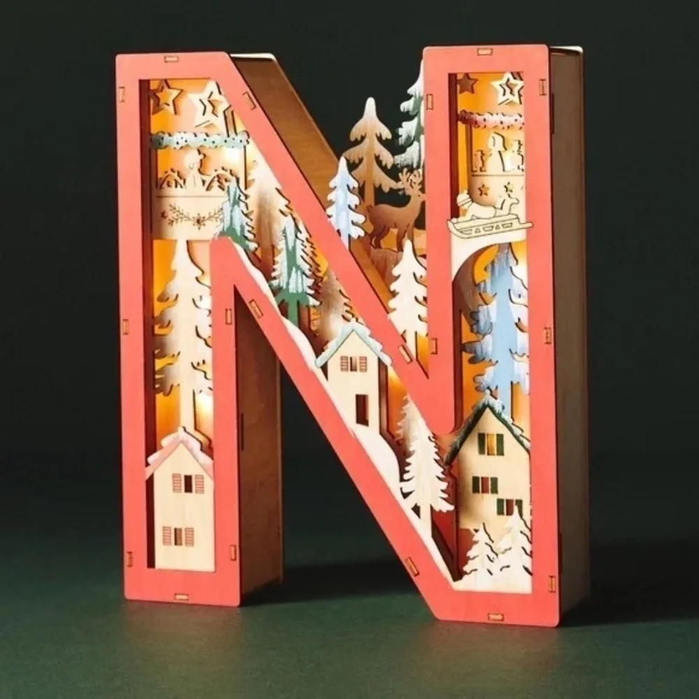 NWT Anthropologie Wonderland Christmas Scene Letter N